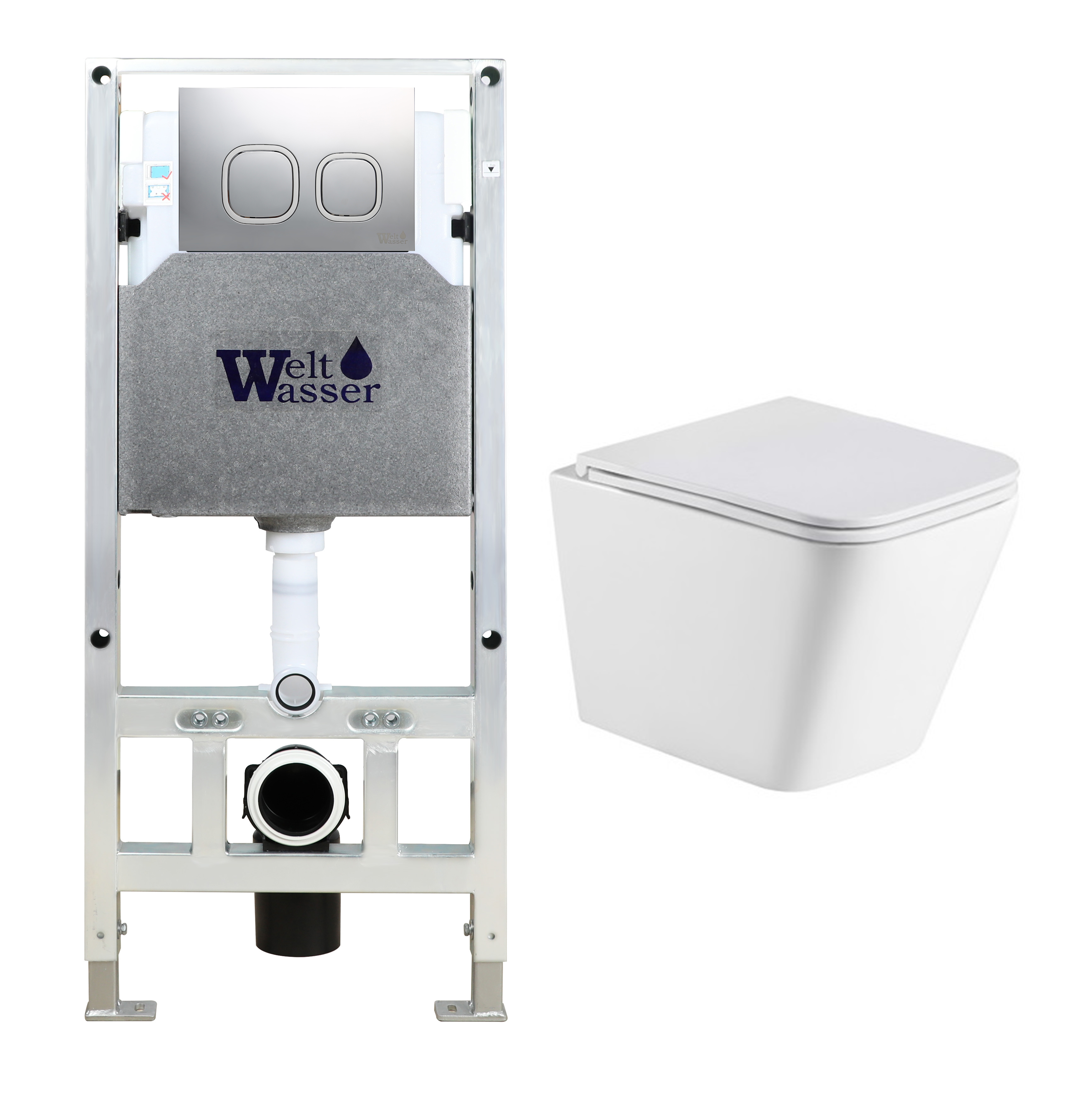 комплект инсталляции welt-wasser amberg 506 st с унитазом gelbach 043 gl-wt и клавишей смыва amberg rd-mt cr, матовый хром