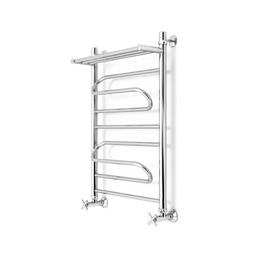 полотенцесушитель zorg bona plus 500/800 50x80 с полкой, нижнее подключение, хром