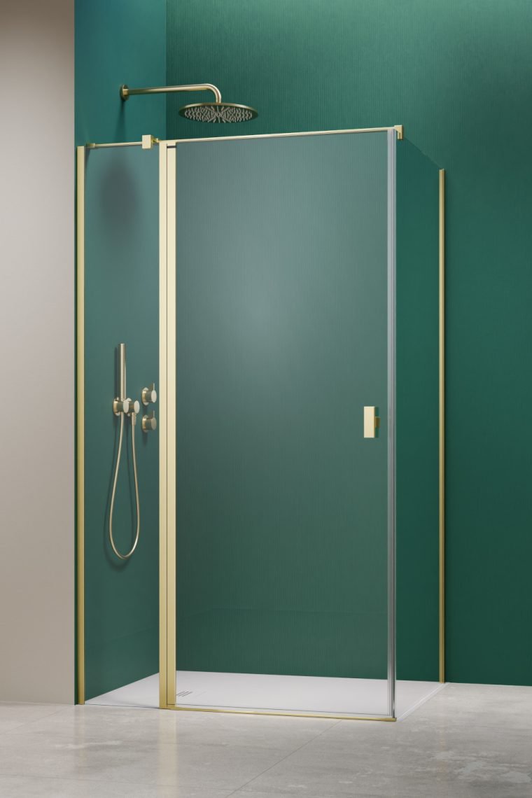 душевой уголок radaway nes 6 brushed light gold kdj ii 120x70 левый, стекла прозрачные, профиль брашированное светлое золото