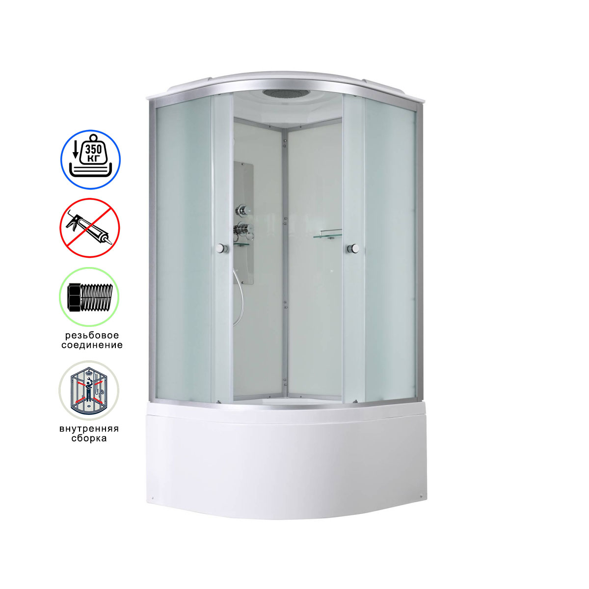 душевая кабина avacan d5090 ava 90x90 стандарт, стекла матовые, профиль хром