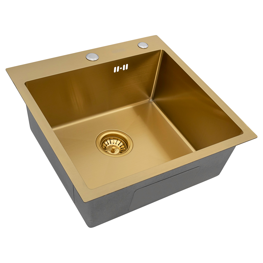 мойка кухонная arfeka eco ar 500x500 gold pvd nano, золото