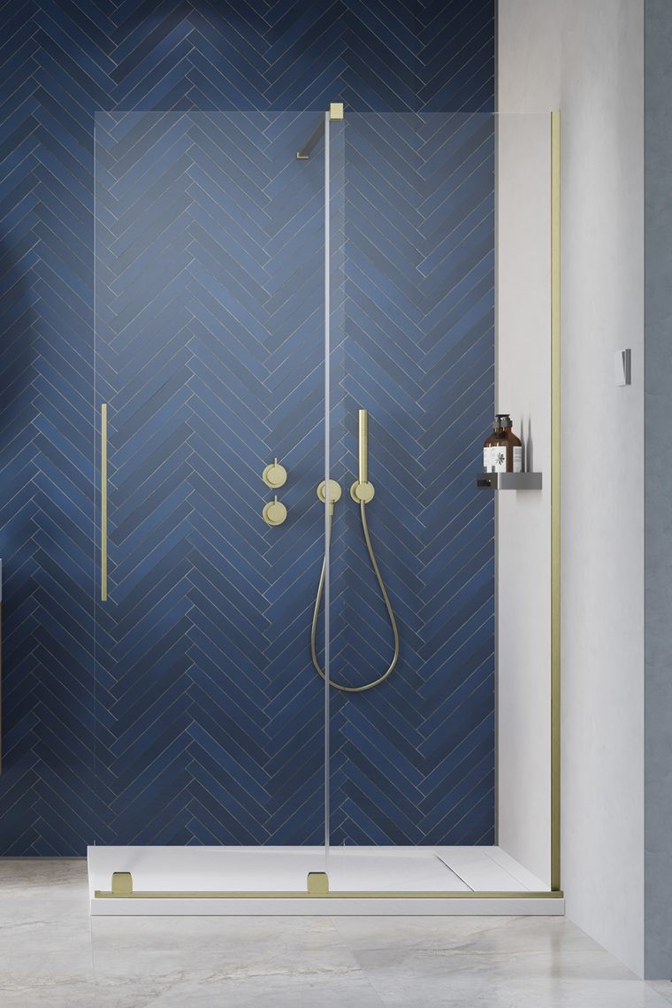 душевой уголок radaway furo brushed gold walk-in r 130x200 стекла прозрачные, профиль брашированное золото