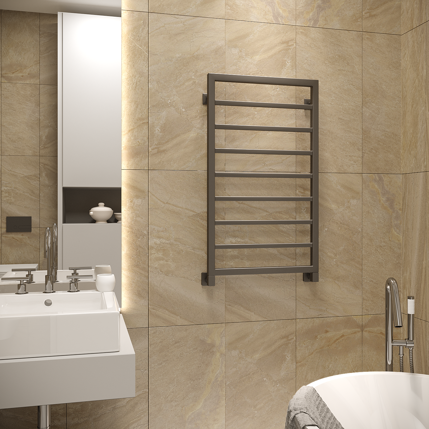 полотенцесушитель водяной stinox croma 50x90 черный матовый
