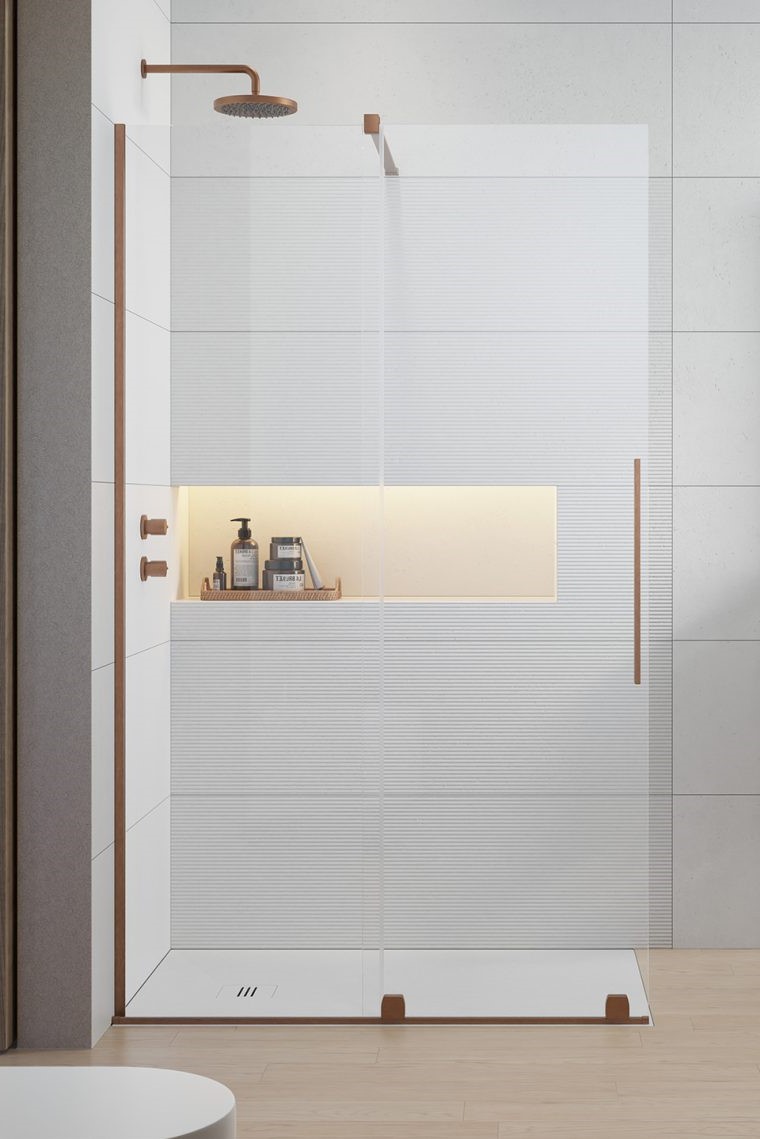 душевой уголок radaway furo brushed copper walk-in l 120x200 стекла прозрачные, профиль брашированная медь