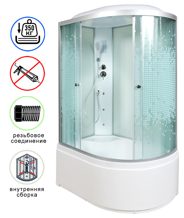 душевая кабина avacan l920lgm+el ava 120x80 с гидромассажем и электрикой (стекла матовые с рисунком) левая
