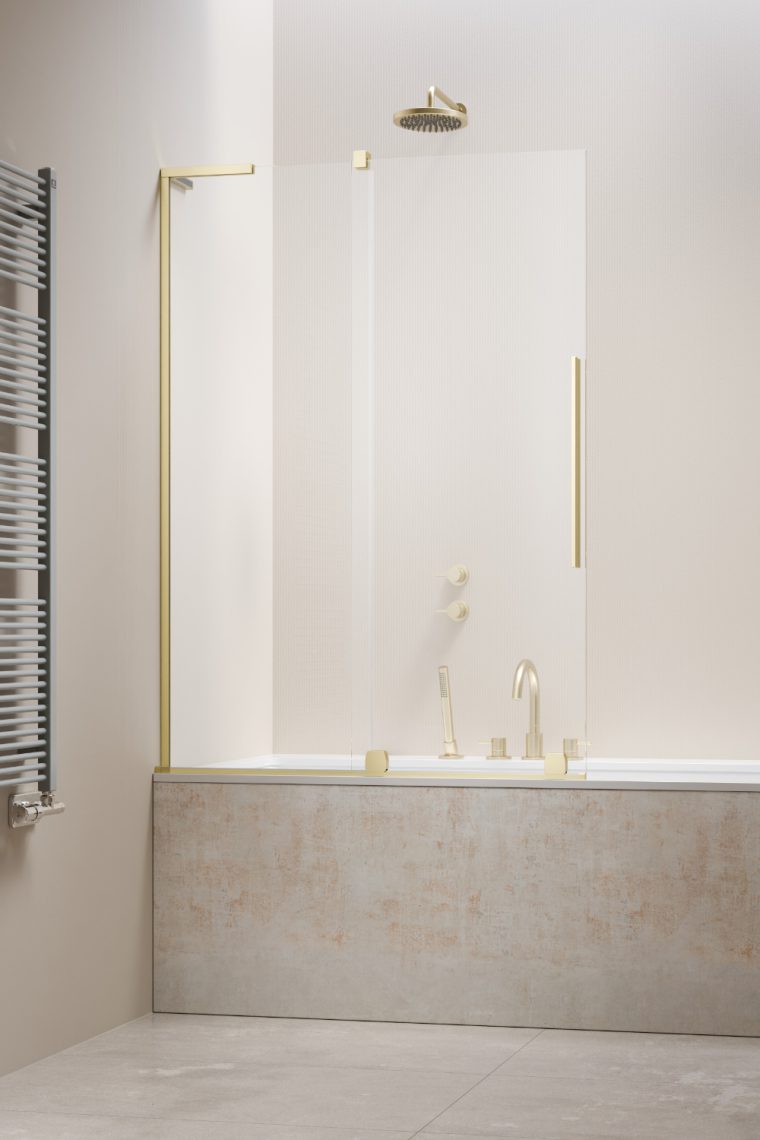 душевая шторка radaway furo sl brushed light gold pnd ii 120x150 левая, стекла прозрачные, профиль брашированное светлое золото