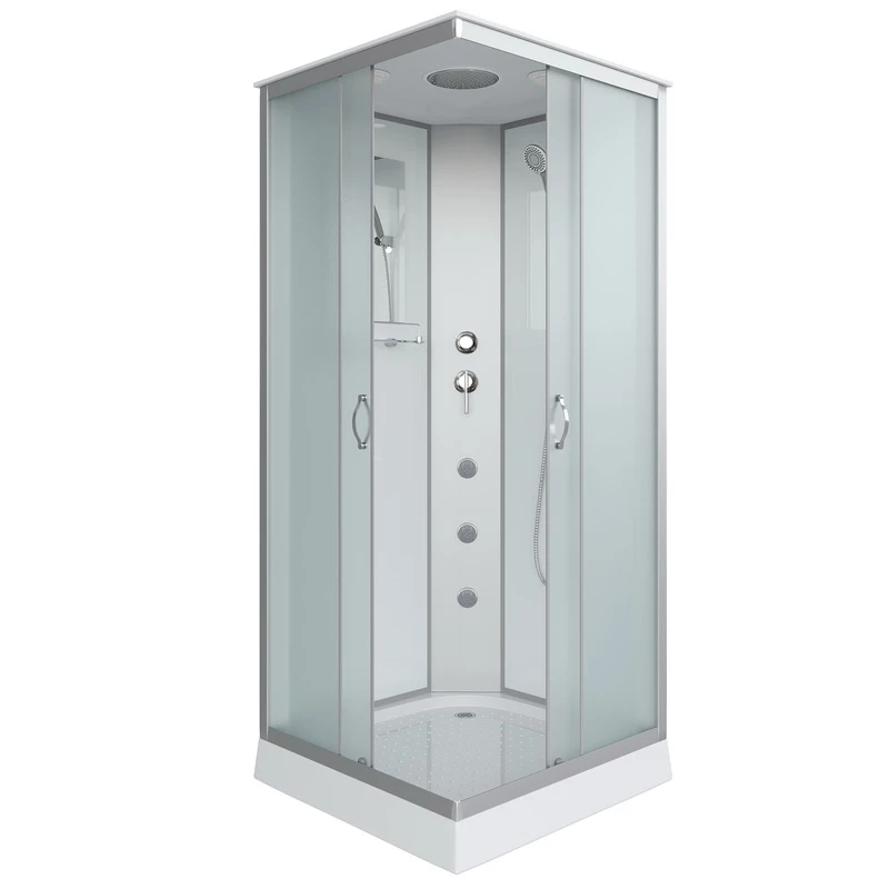 душевая кабина niagara ng-1101-14g 90x90 с гидромассажем, стекла матовые, профиль серебро