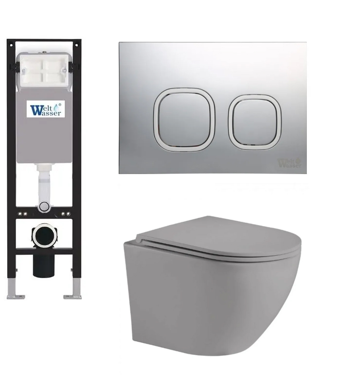 комплект инсталляция welt-wasser amberg 350 для унитаза merzbach 041 mt-gr с клавишей смыва amberg rd-cr
