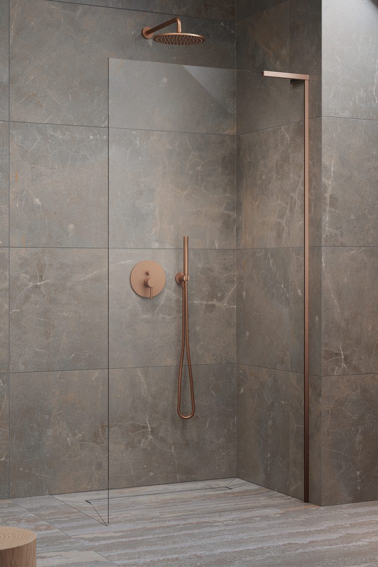 душевой уголок radaway walk-in modo sl ii brushed copper 80 right прозрачное стекло / профиль брашированная медь