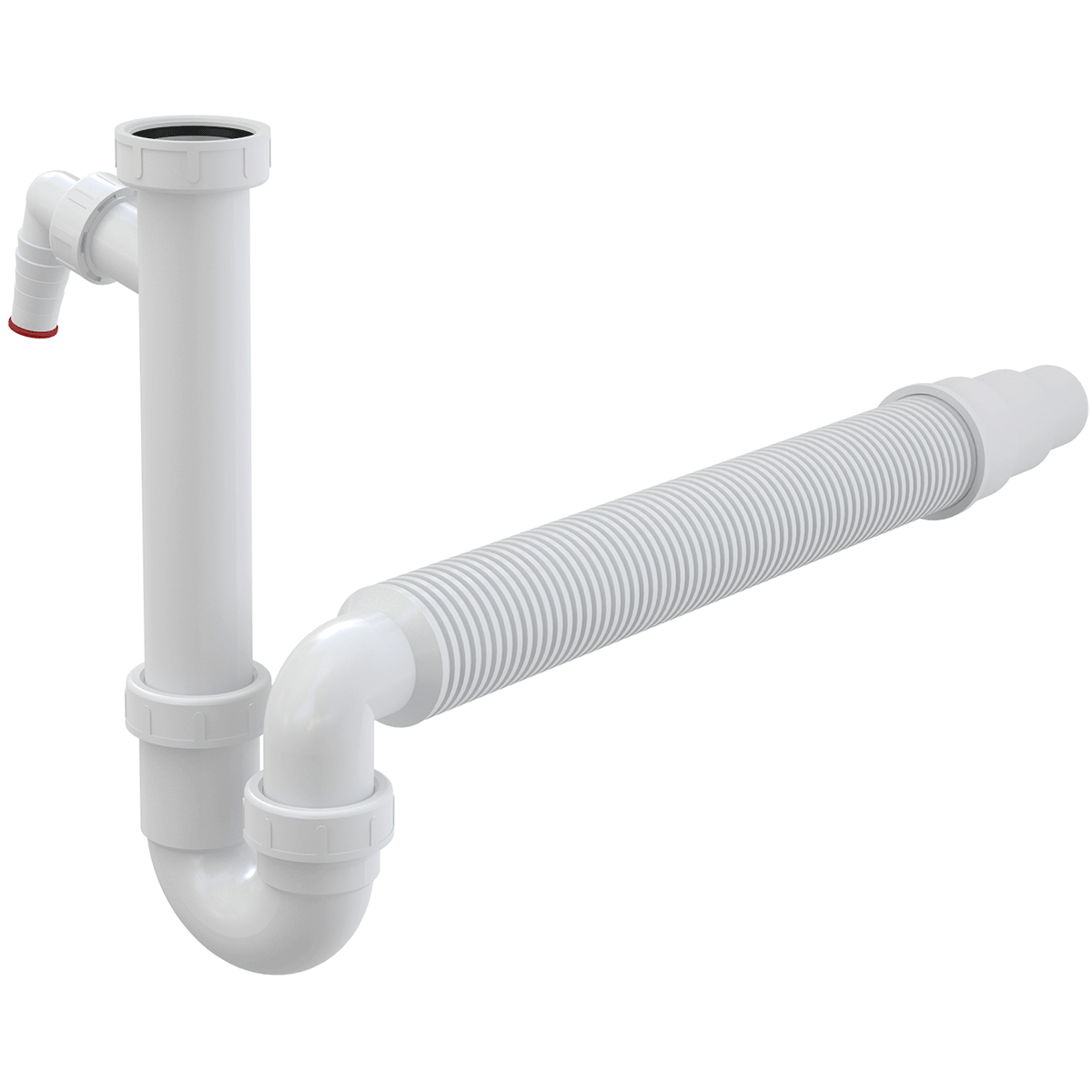 сифон трубчатый alcaplast a83-dn50/40 с накидной гайкой 6/4" со штуцером и гофрой
