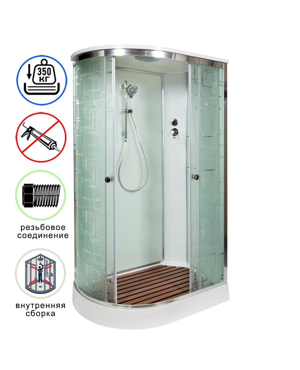 душевая кабина avacan em1511r ava 110x80 стандарт, правая, стекла с узором, профиль хром