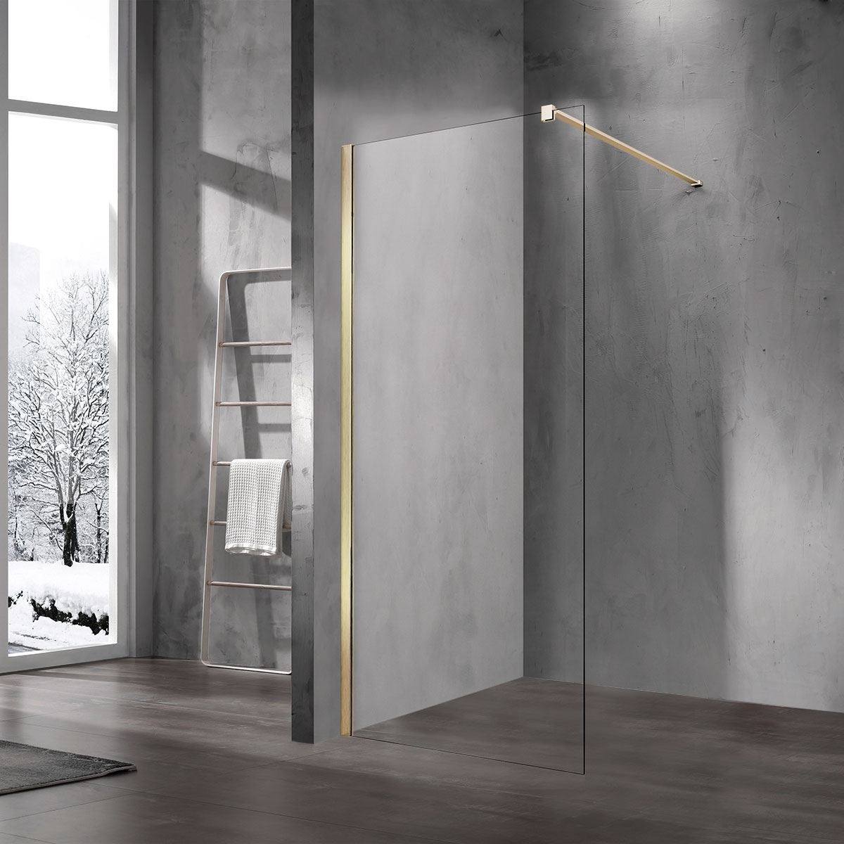 душевой уголок vincea walk-in vsw-1h100clg 100x200 прозрачное стекло / профиль золото матовое