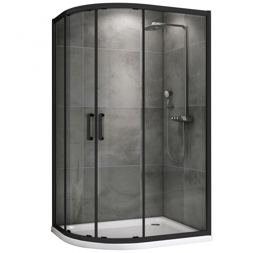 душевой уголок abber schwarzer diamant ag01180b 100x80  стекла прозрачные, профиль черный