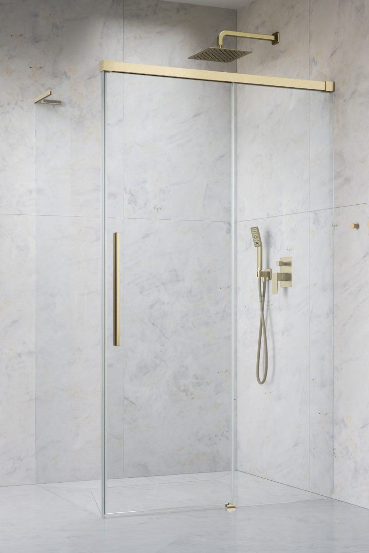 душевой уголок radaway idea 8 ql xl brushed gold kdj 120x90 правый, стекла прозрачные, профиль брашированное золото