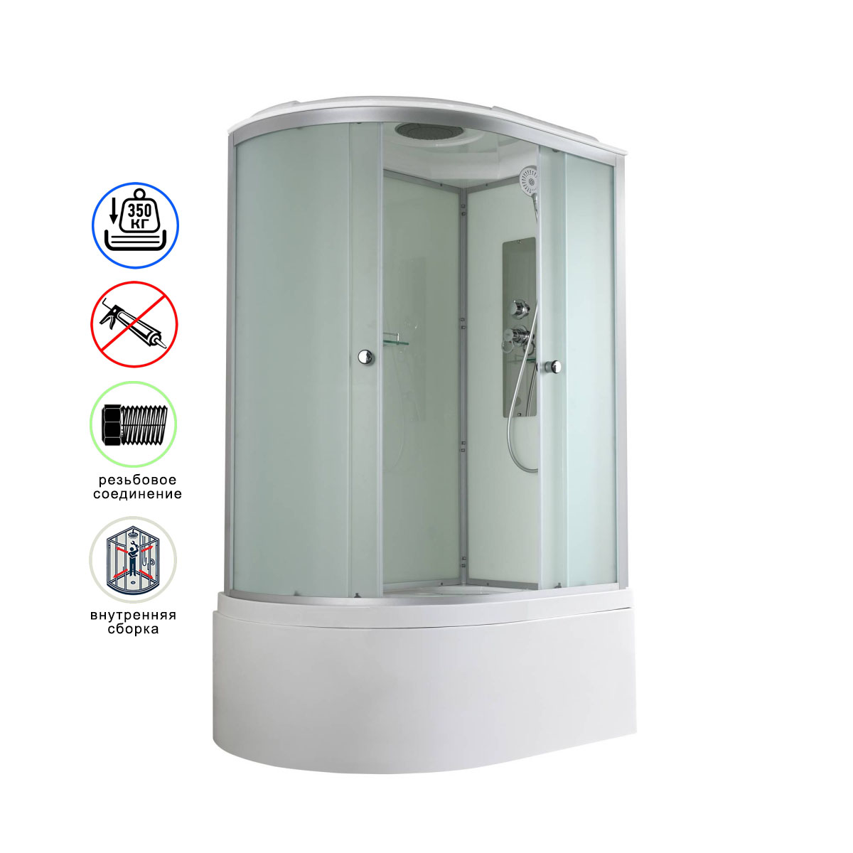 душевая кабина avacan d5012r ava 120x80 правая, стандарт, стекла матовые, профиль хром
