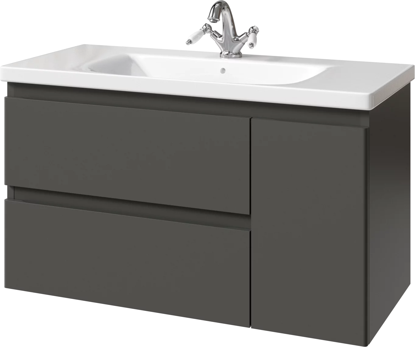тумба подвесная caprigo forte 100 36115r-sf019 серый матовый