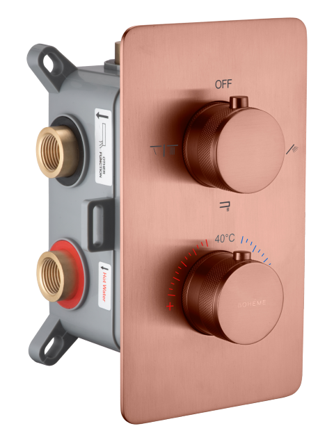 смеситель скрытого монтажа для душа boheme cell copper brushed 134-3-cb с термостатом, брашированная медь