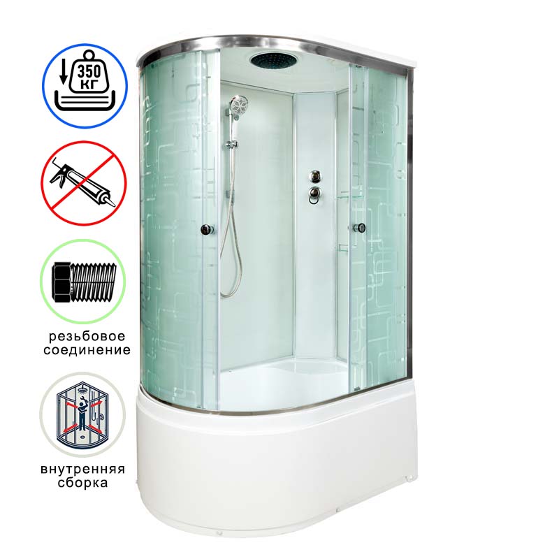 душевая кабина avacan em4511r ava 110x80 стандарт, правая, стекла с узором, профиль хром