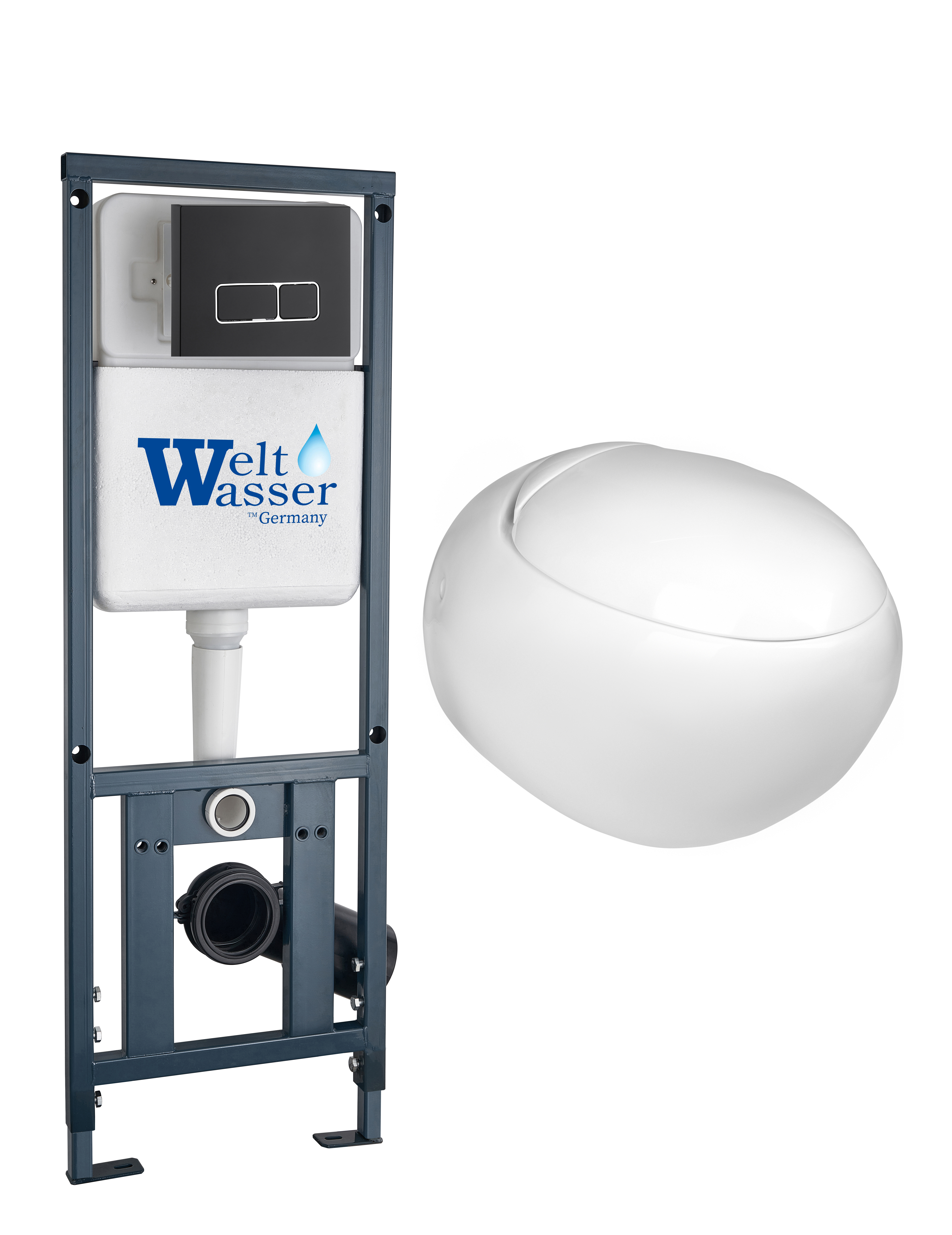 комплект инсталляции welt-wasser marberg 410 с унитазом jeckenbach 004 gl-wt и клавишей смыва mar 410 se mt-bl черный матовый