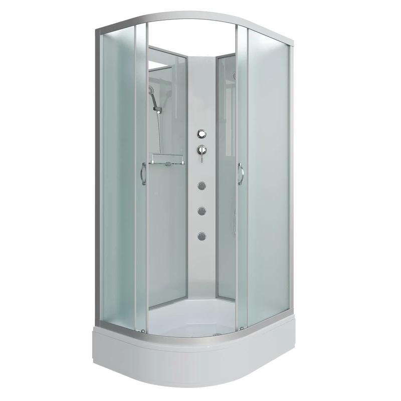 душевая кабина niagara classic ng-33984-14rbkg 90x80 без крыши, стекла матовые, профиль серебро
