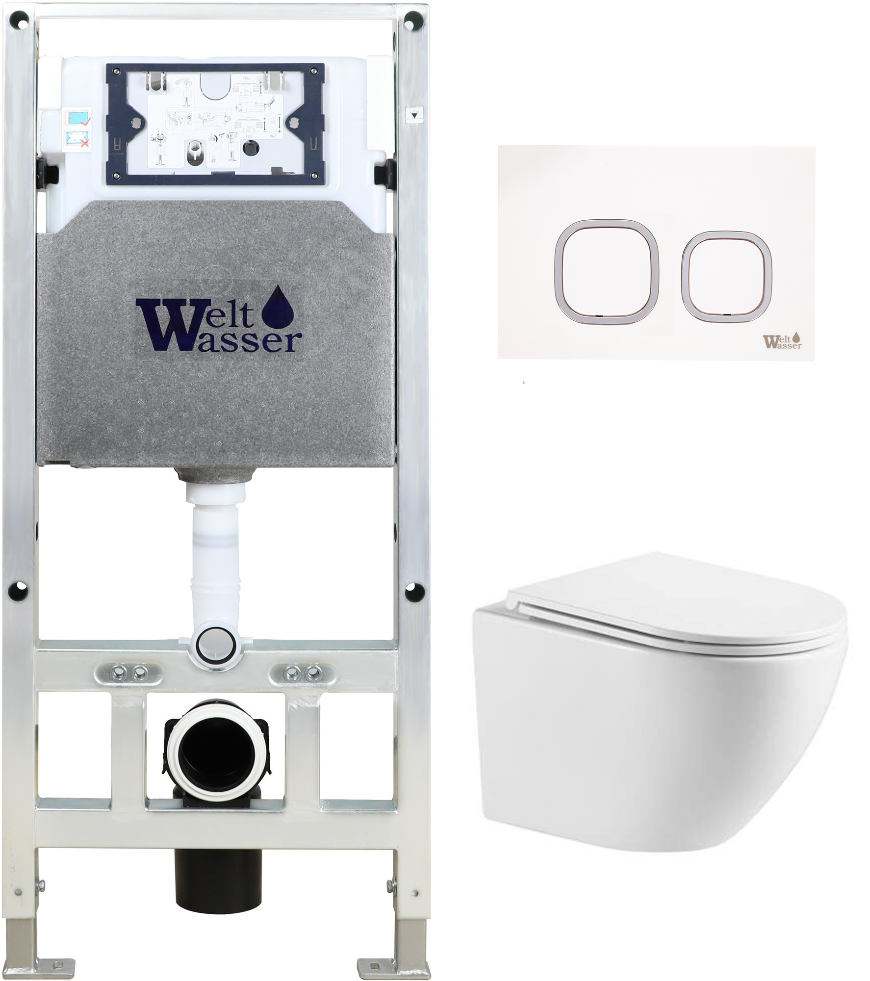 комплект инсталляции welt-wasser amberg 506 st с унитазом merzbach 043 xl gl-wt и клавишей смыва amberg rd-wt белый
