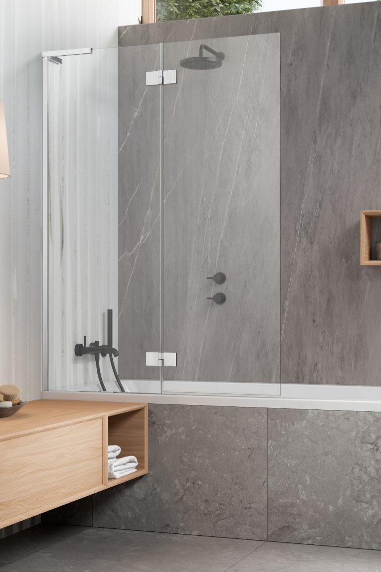 шторка на ванну radaway essenza 8 sl pnd ii 110x150 левая, стекла прозрачные, профиль хром