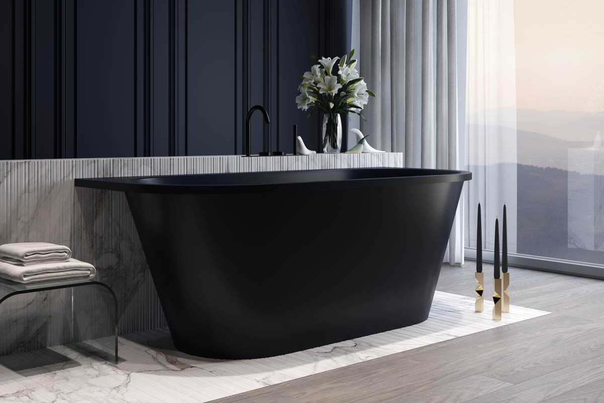 ванна каменная holbi galatea 170x77 sc черная матовая