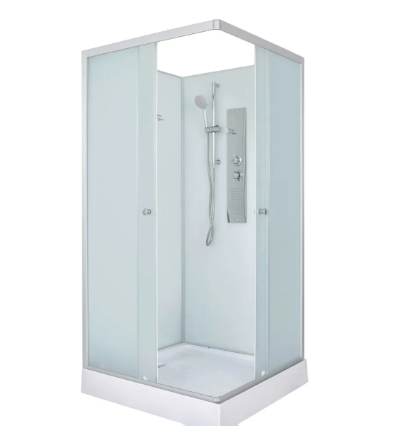 душевая кабина deto lk215n 120x90 без крыши, с гидромассажем, стекла матовые, профиль хром