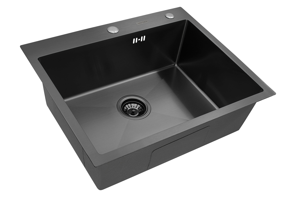 мойка кухонная arfeka eco ar 600x500 black pvd nano, черный