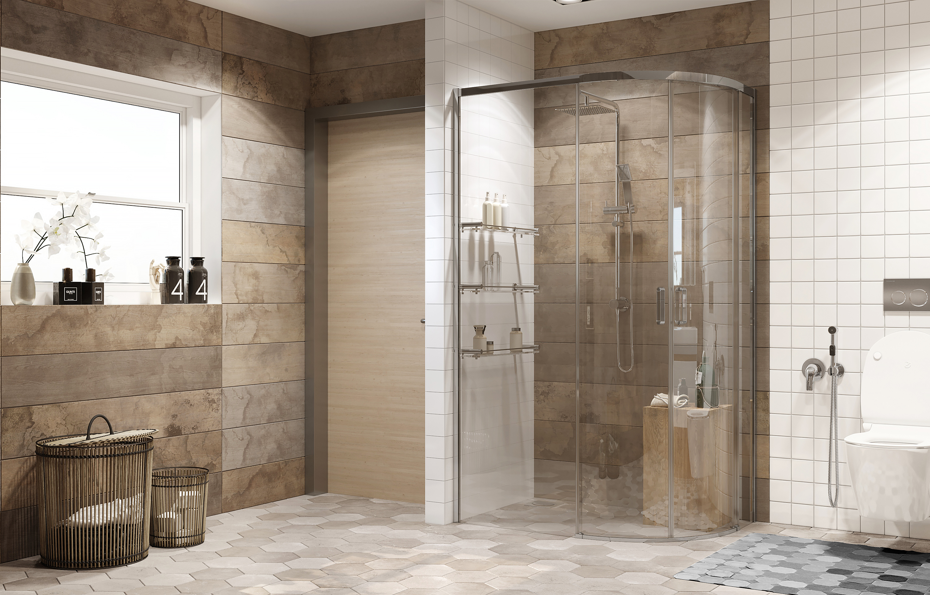 Душевой уголок Gutewetter Practic Square GK-433 78x78 (матовый хром/полистирол rain) фото 5 душевой уголок gutewetter practic square gk-433 78x78 (матовый хром/полистирол rain) фото 5