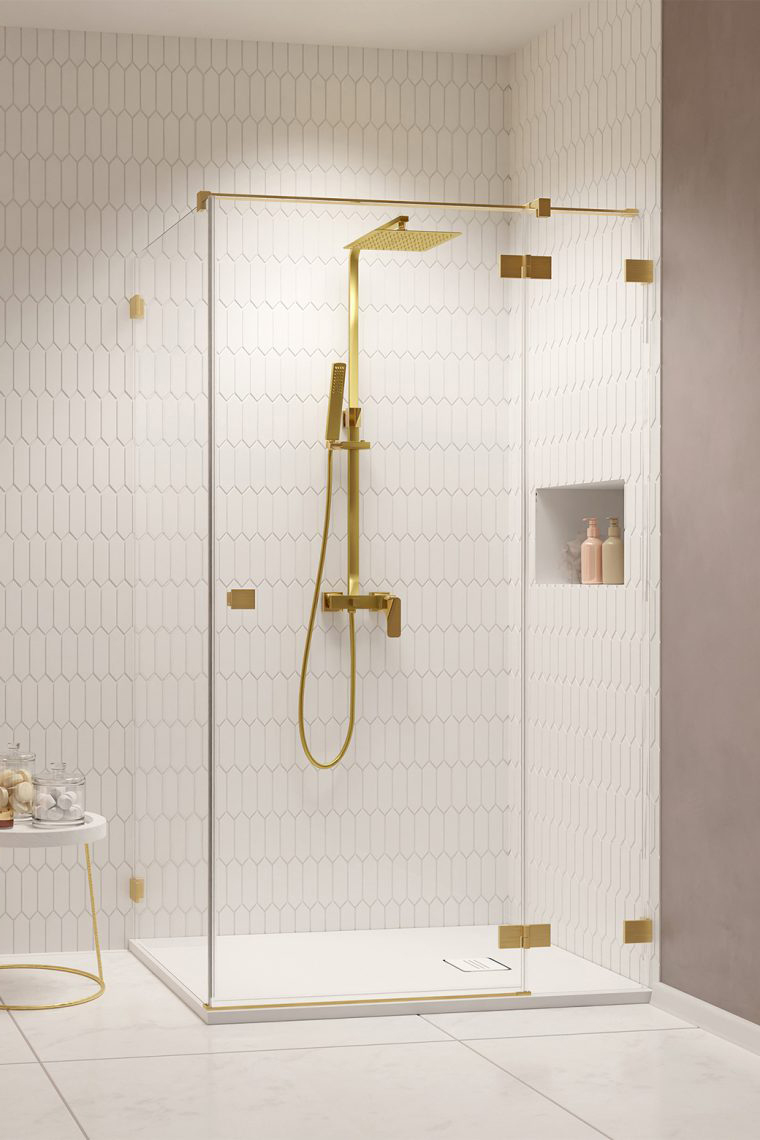 душевой уголок radaway essenza pro brushed gold kdj r 100x75 прозрачное стекло / профиль брашированное золото (правый)