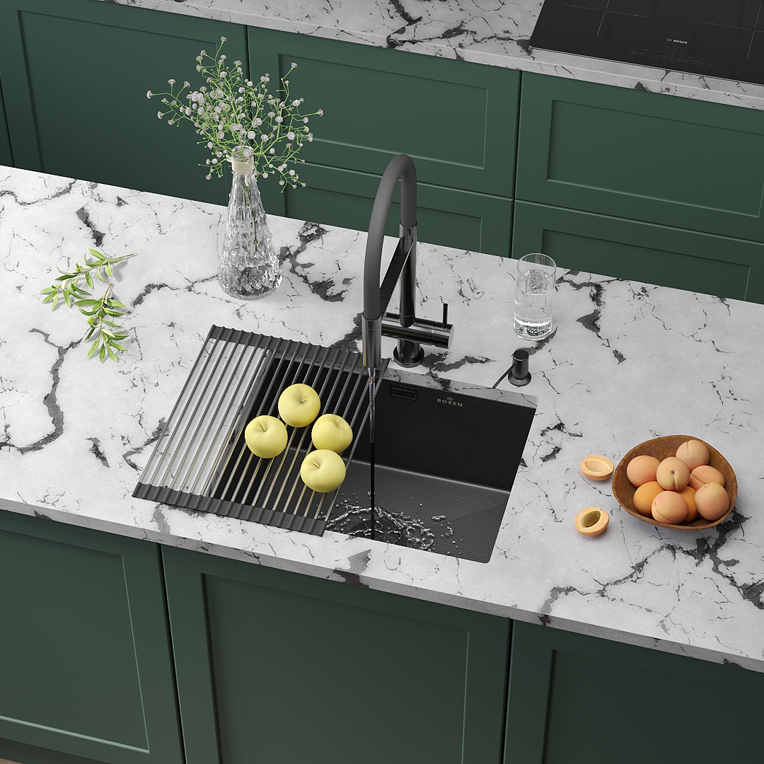 кухонная мойка roxen uno 54x44 графит