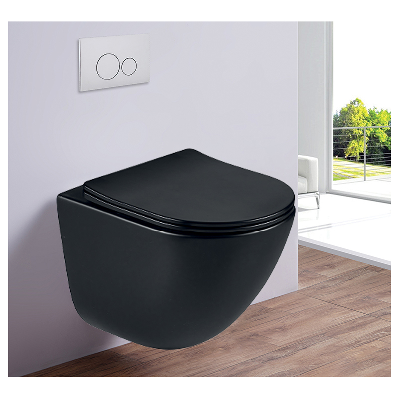 унитаз подвесной esbano lotus mb 54x34 сиденье duroplast с микролифтом, черный матовый
