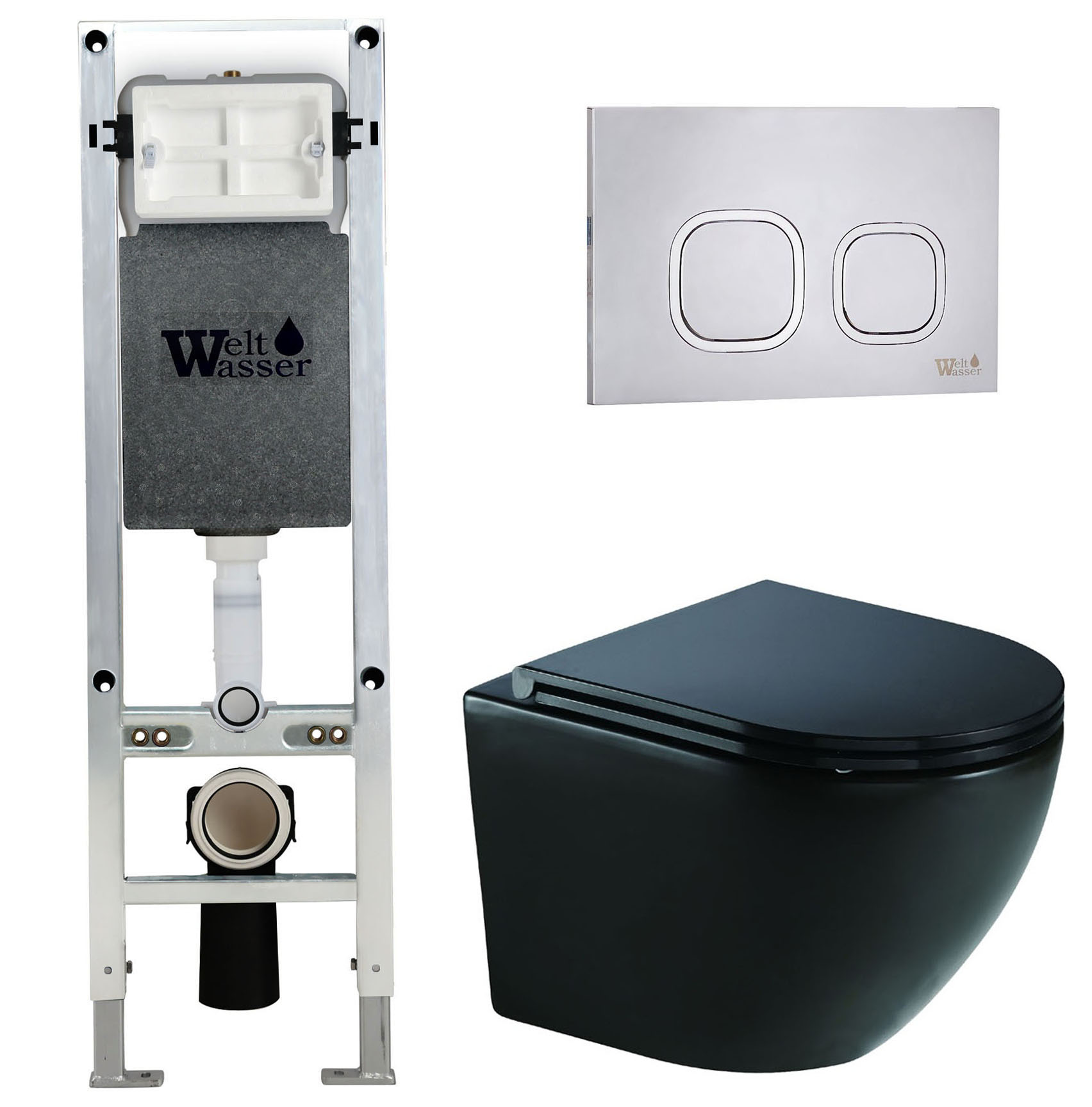комплект welt-wasser amberg 350 st + merzbach 041 xl mt-bl + amberg rd-mt cr хром глянец