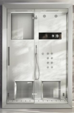 душевая кабина jacuzzi  frame in2  150x110 sx (белая с турецкой баней) угловая
