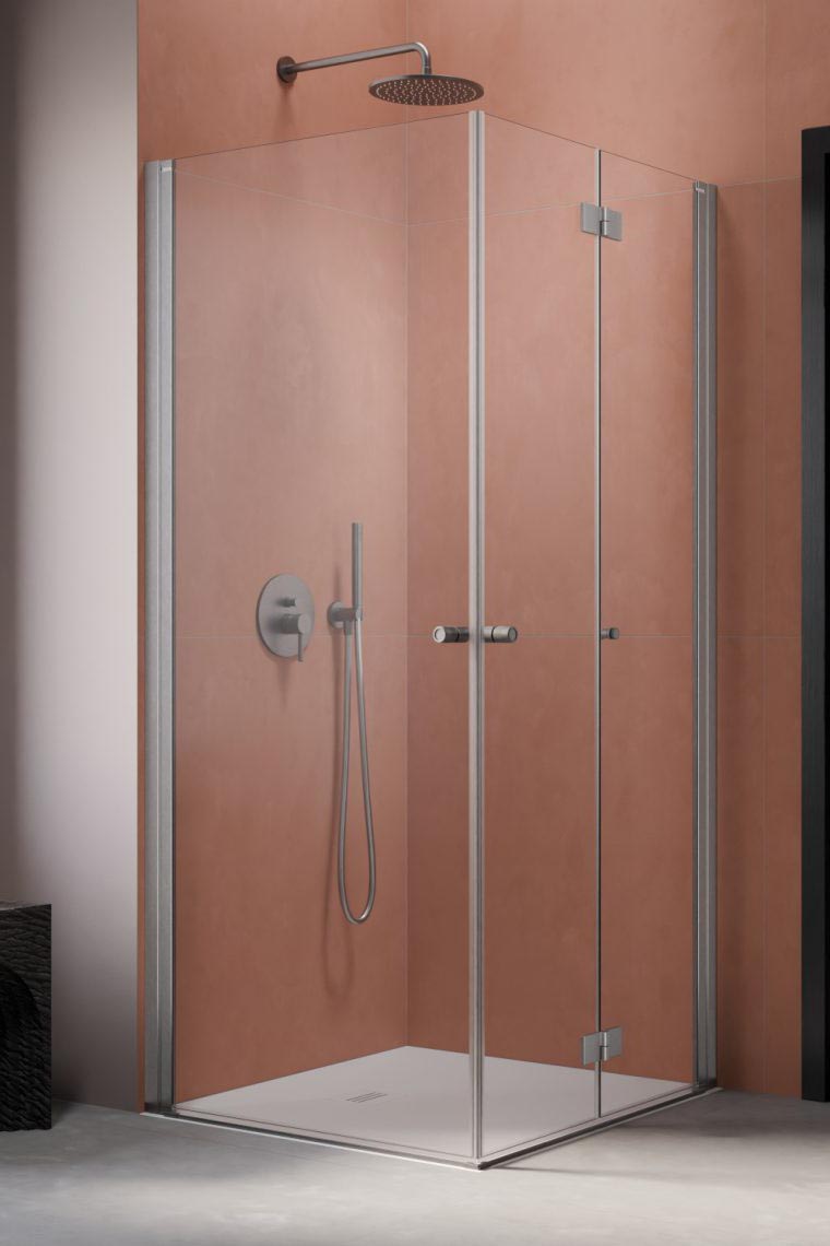 душевой уголок radaway nes brushed nickel kdd b + kdd i 90x80 правый, стекла прозрачные, профиль брашированный никель