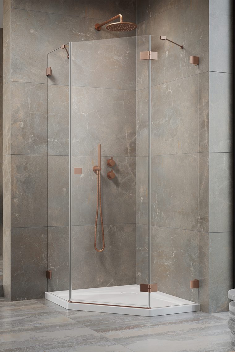 душевой уголок radaway essenza pro brushed copper ptj r 80x100 прозрачное/брашированная медь