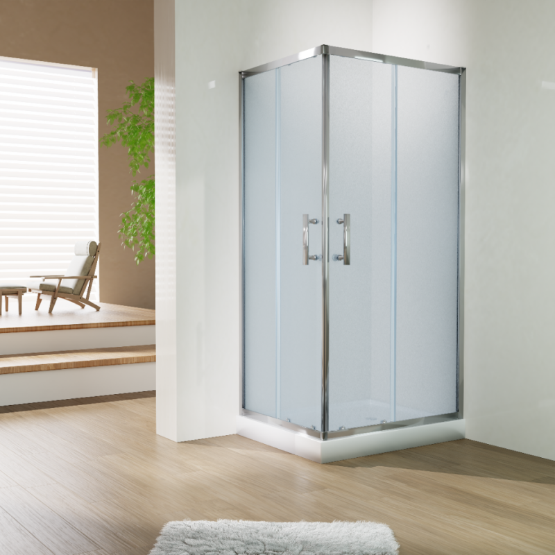 душевой уголок esbano esr-8022c 100x80 стекла матовые, профиль хром