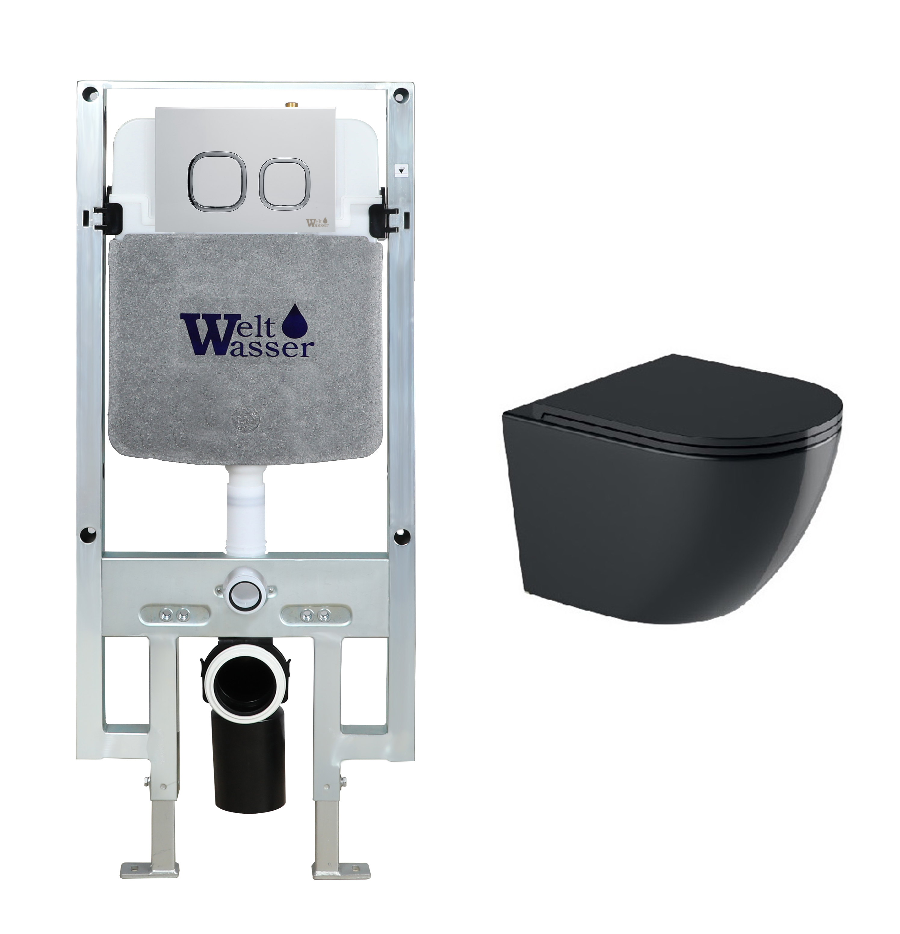 комплект инсталляции welt-wasser amberg 497 st с унитазом merzbach 043 gl-bl и клавишей смыва amberg rd-wt, белый