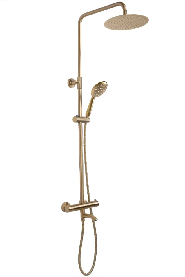 душевая стойка rea lungo matt gold rea-p6604 с термостатом, золото