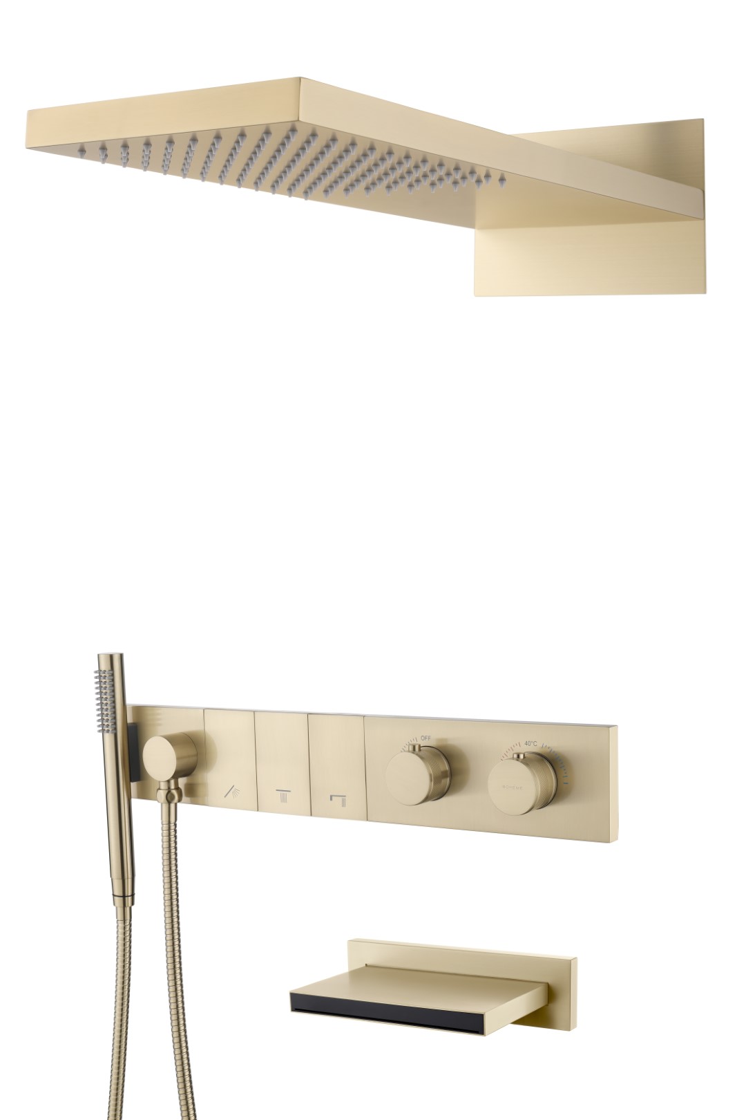 душевая система скрытого монтажа boheme zodiac matt gold с термостатом, матовое золото