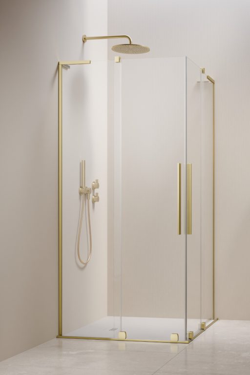 душевой уголок radaway furo sl brushed light gold kdd 100x80 стекла прозрачные, профиль брашированное светлое золото