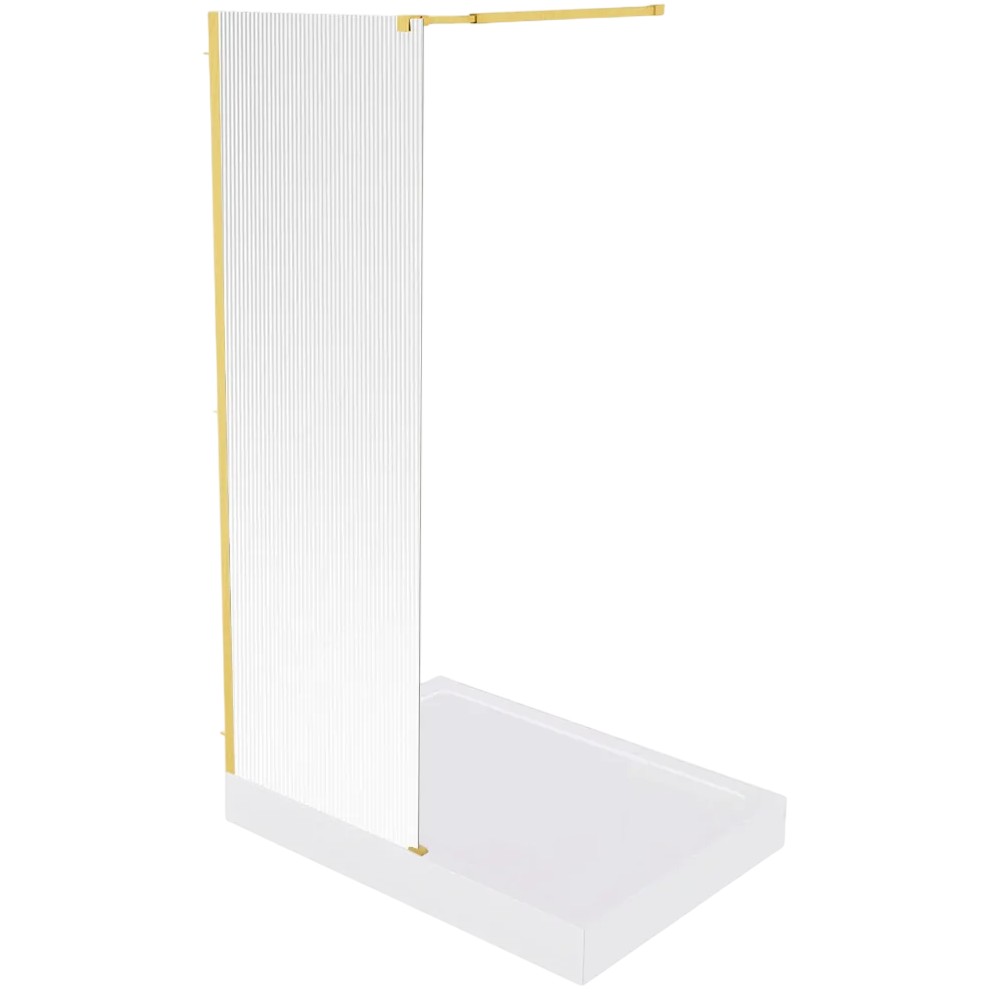 душевой уголок gooddoor walk in sp-c-bg 100x195 ребристые стекла / профиль брашированное золото