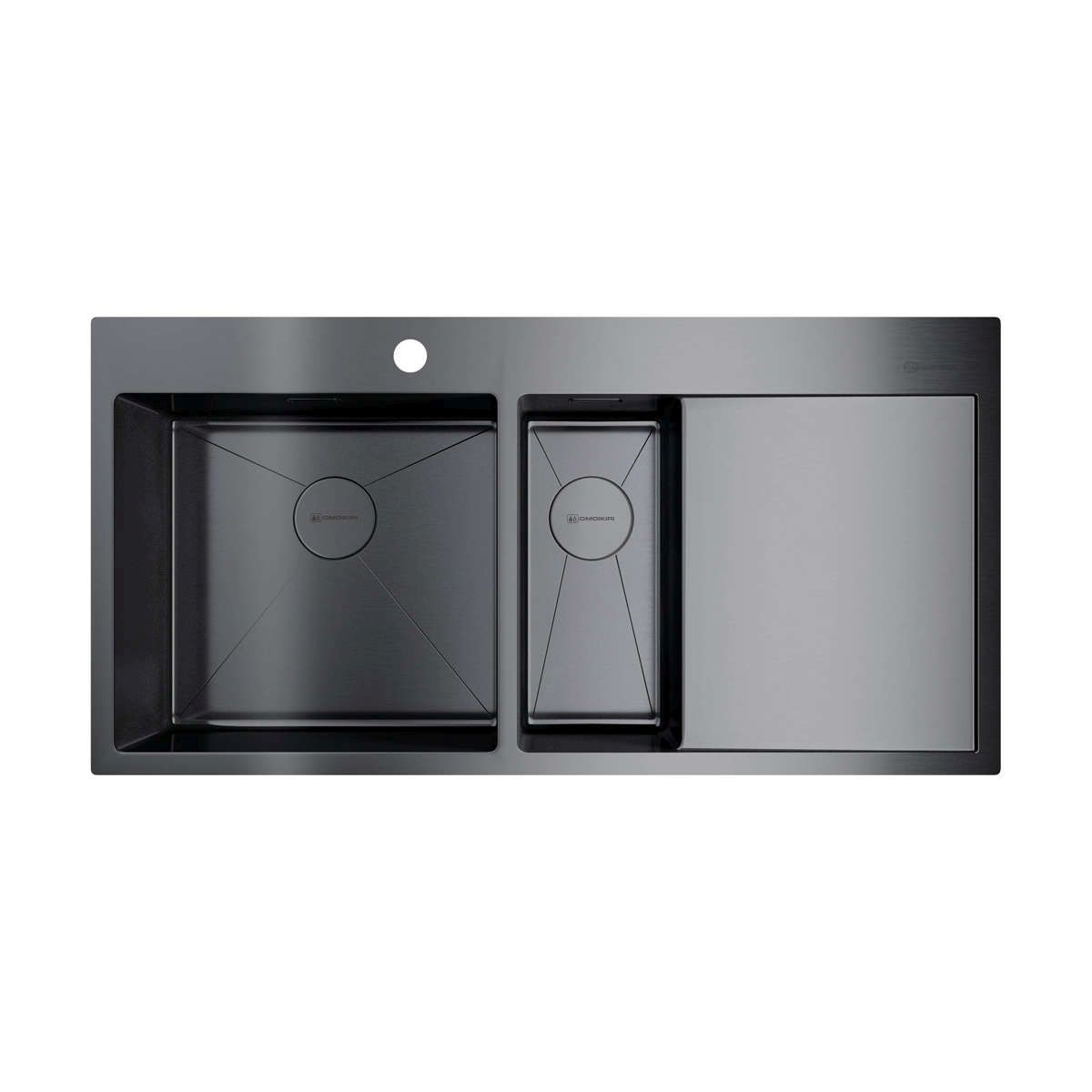 кухонная мойка omoikiri akisame 100-2-gm-l 4973103 100x51 вороненая сталь