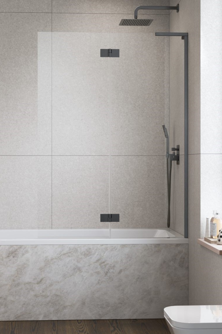 шторка на ванну radaway essenza 8 sl brushed gunmetal pnd ii 120x150 правая, стекла прозрачные, профиль брашированная оружейная сталь