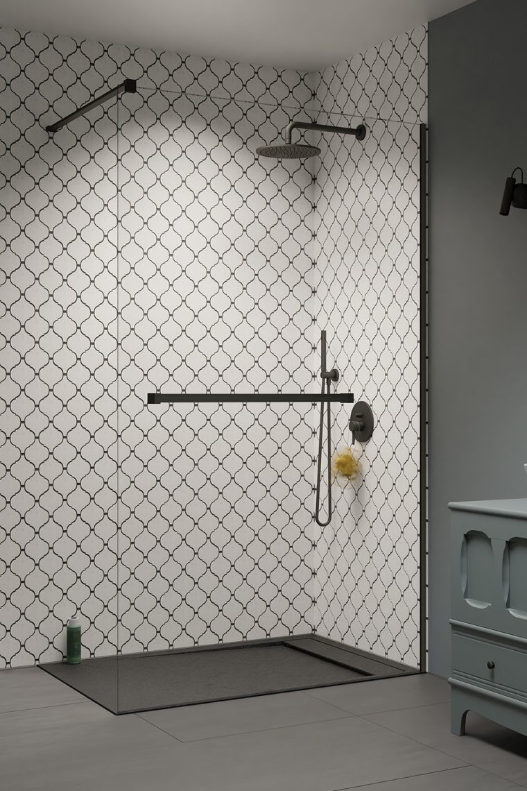 душевой уголок radaway modo new brushed gunmetal ii 155x200 с полотенцедержателем, стекла прозрачные, профиль брашированная оружейная сталь