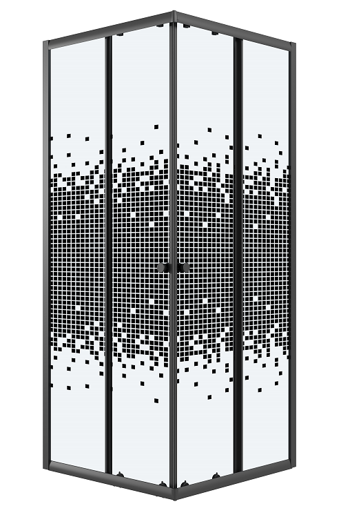 душевой уголок niagara eco ng-1009-14qblack 90x90 стекла прозрачные с рисунком, профиль черный матовый