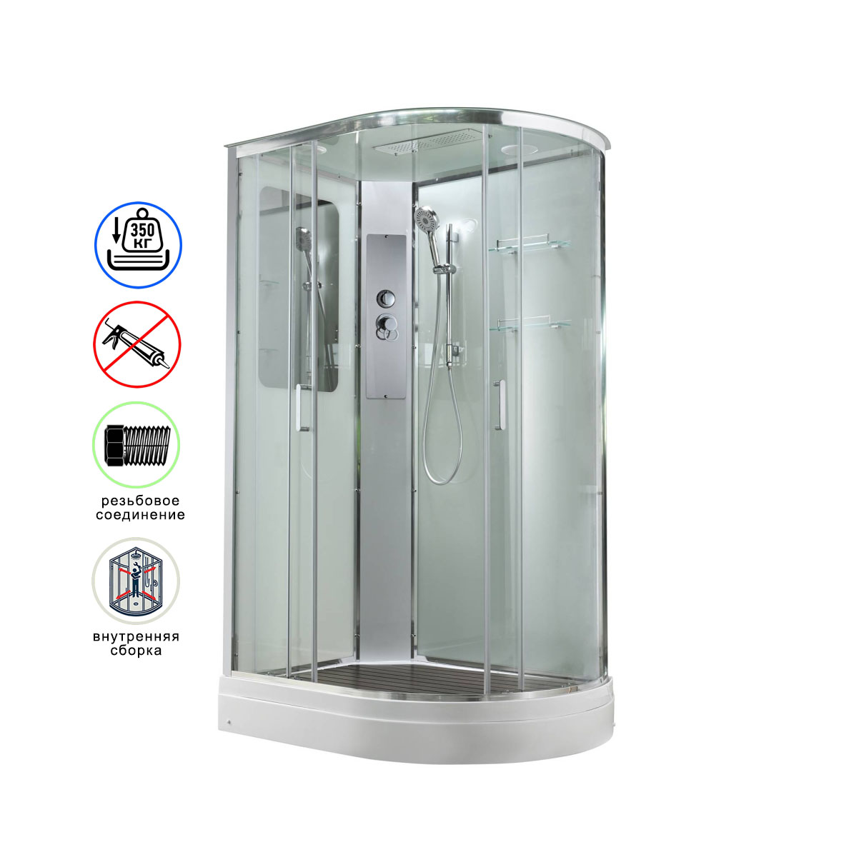 душевая кабина avacan a2812l ava 120x80 левая, стандарт, стекла прозрачные, профиль хром