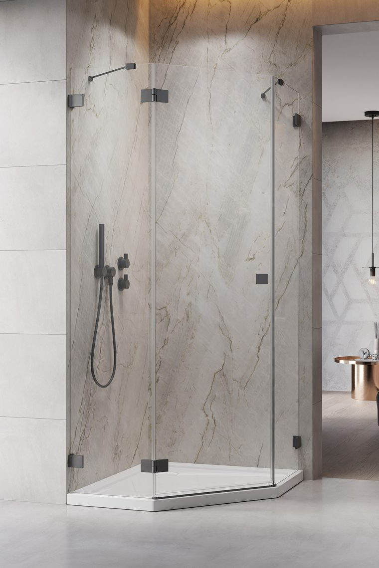 душевой уголок radaway essenza pro brushed gunmetal ptj l 100x80 прозрачное/брашированная оружейная сталь