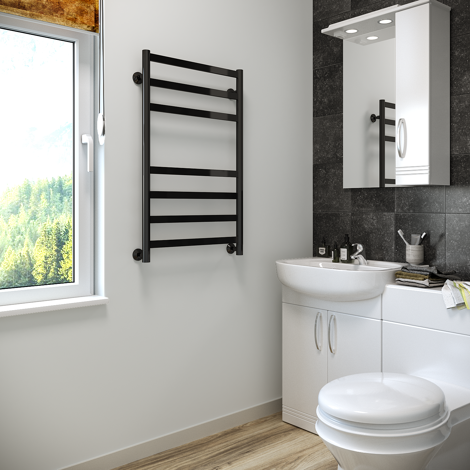 полотенцесушитель водяной stinox maxima 50x80 черный глянец